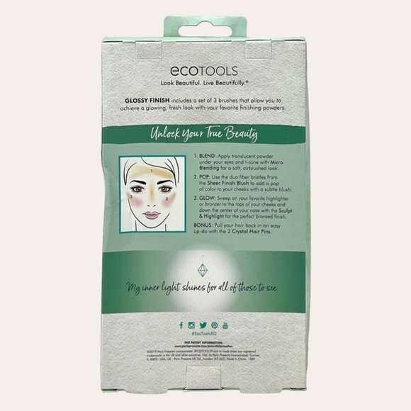 🌺 Ecotools Glossy Finish Jade Infused Brush Kit NEW - Picture 2 of 3